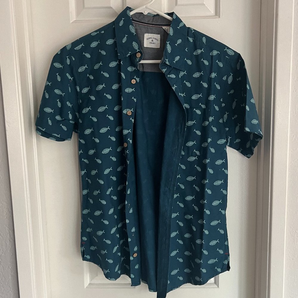 Fish Print Button Down